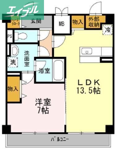 田町ガーデンハイツ(1LDK/5階)の間取り写真