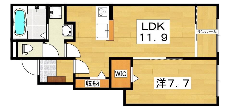 ラ・メゾン・セレニテ(1LDK/1階)の間取り写真