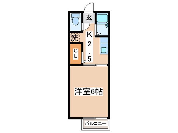 シティーハイムYOU T(1K/2階)の間取り写真