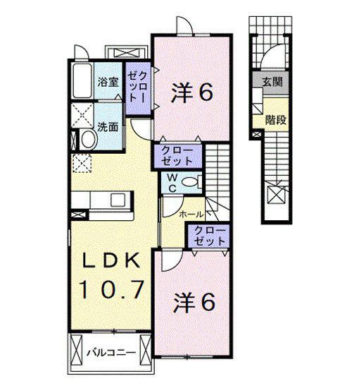 プレアデス II(2LDK/2階)の間取り写真