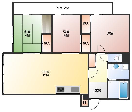 ヴェリーⅠ(3LDK/3階)の間取り写真