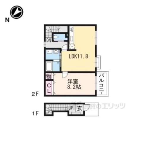 アベニールⅠ(1LDK/2階)の間取り写真