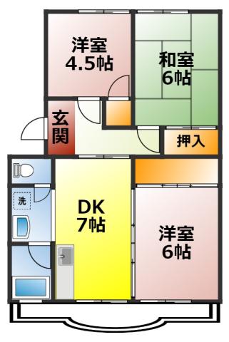 メゾンタカクラ(3DK/1階)の間取り写真
