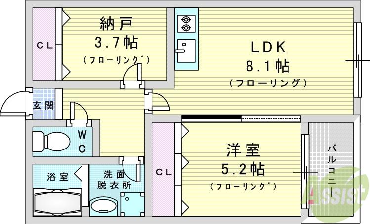 アート瑞光駅前(2LDK/1階)の間取り写真