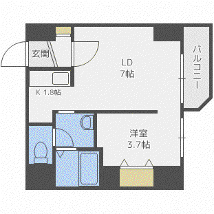 レジデンスタワー札幌(1LDK/4階)の間取り写真