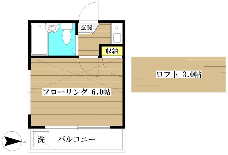 桜台ローズハイムII(1K/1階)の間取り写真