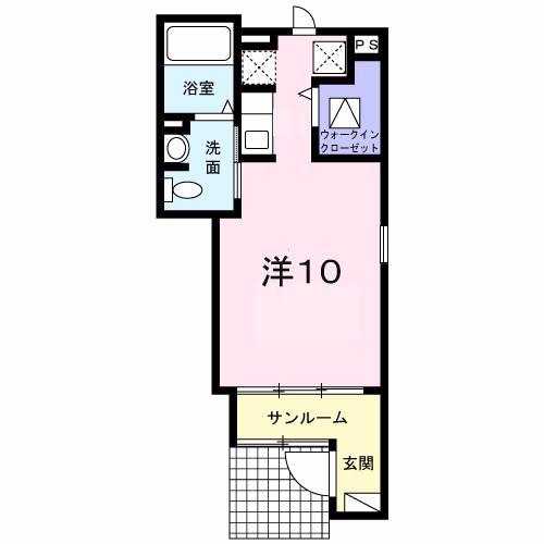 ホワイトヒューレ II(ワンルーム/1階)の間取り写真