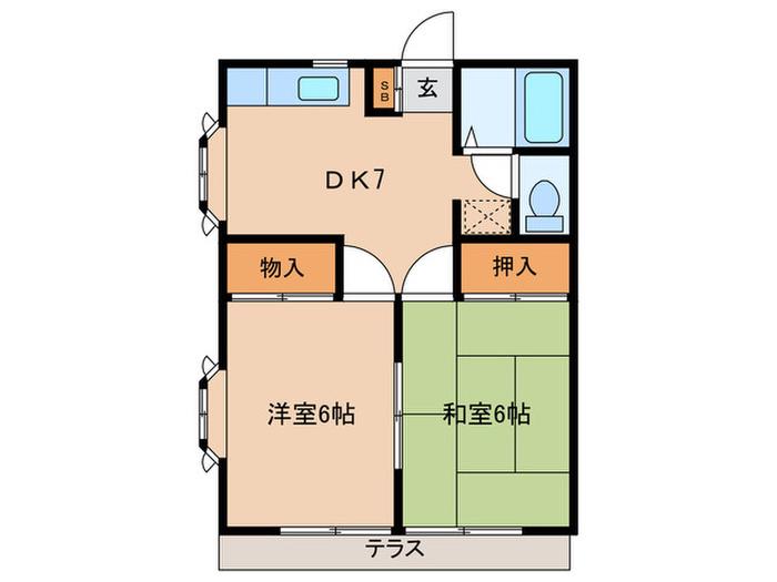 第一ル・クール(2DK/2階)の間取り写真
