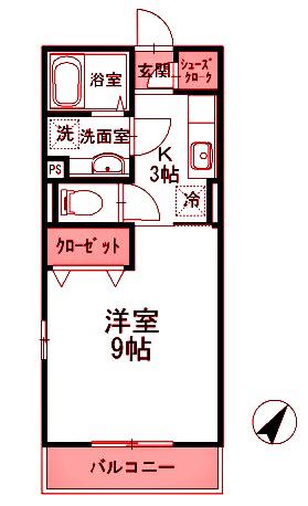 セジュールコート(1K/2階)の間取り写真
