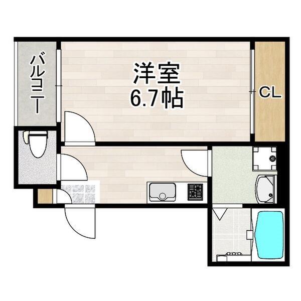 プルミエール角割町(1K/3階)の間取り写真