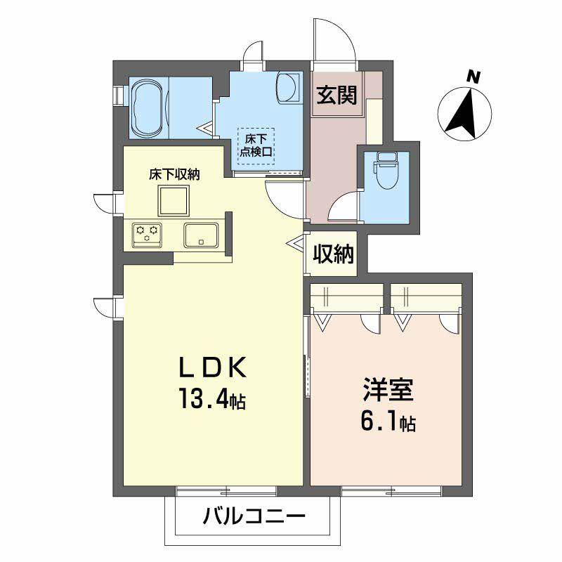 MERRYーY・T B棟(1LDK/1階)の間取り写真