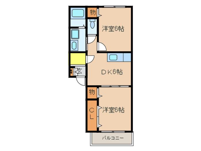 ヒカリハイツ(2DK/2階)の間取り写真