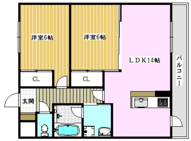 サニーコートサウス(2LDK/1階)の間取り写真