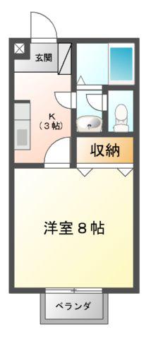 セジュール一番町(1K/2階)の間取り写真