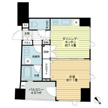 レフィール日本橋浜町(1DK/6階)の間取り写真