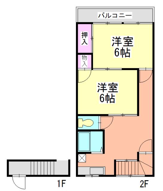 上宮田プラザ 2F(2DK/2階)の間取り写真