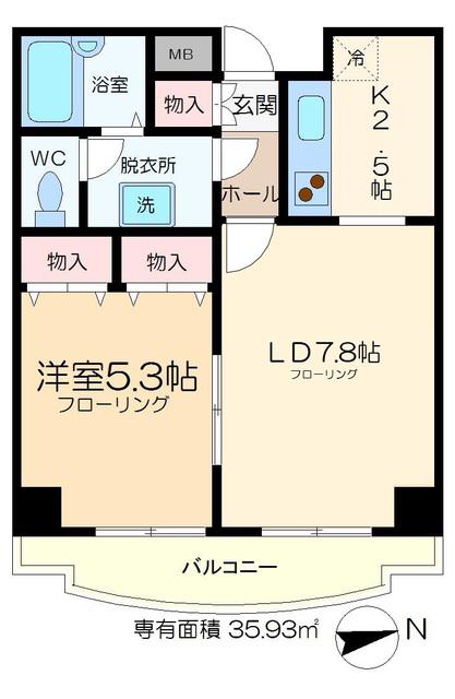 ウィル深見(1LDK/5階)の間取り写真