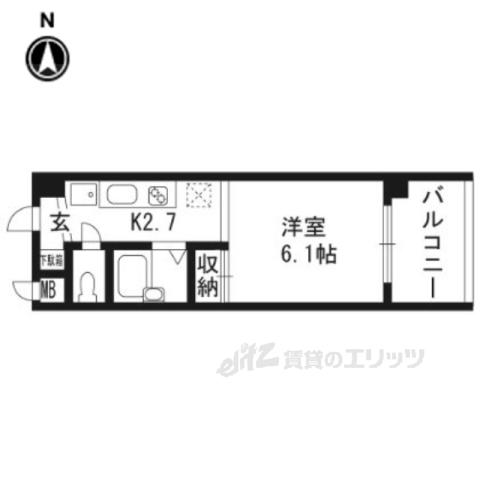 アクアプレイス京都東寺(1K/1階)の間取り写真