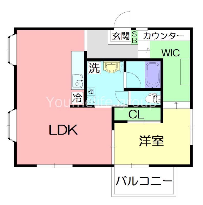 ウエスト HOUSE(1LDK/2階)の間取り写真