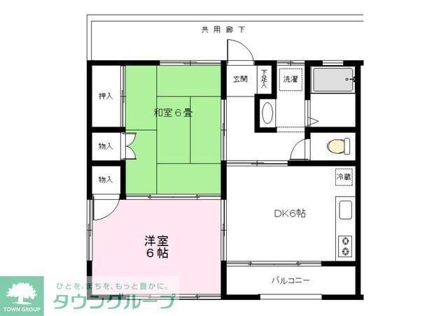 フラワーマンション(2DK/2階)の間取り写真