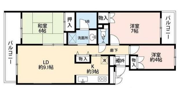 グランドコート林間(3LDK/2階)の間取り写真