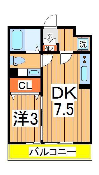 クレストフォート(1DK/3階)の間取り写真