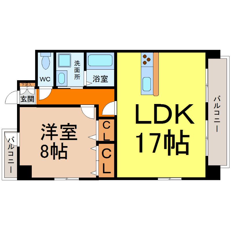 エスポワール金山(1LDK/8階)の間取り写真