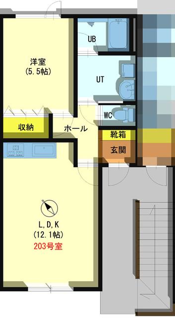 メゾン大町(1LDK/2階)の間取り写真