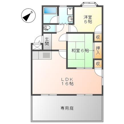 ファミール東野(2LDK/1階)の間取り写真