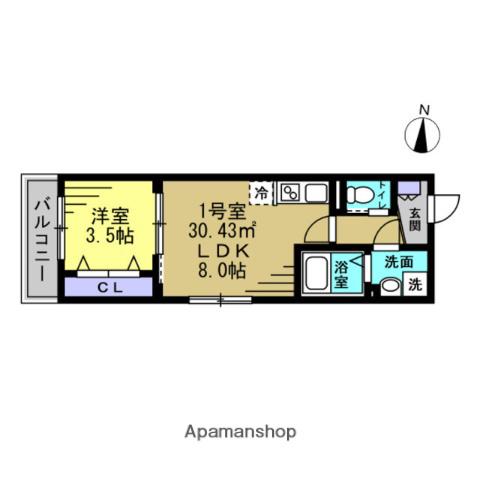 AJ八千代台北(1LDK/2階)の間取り写真