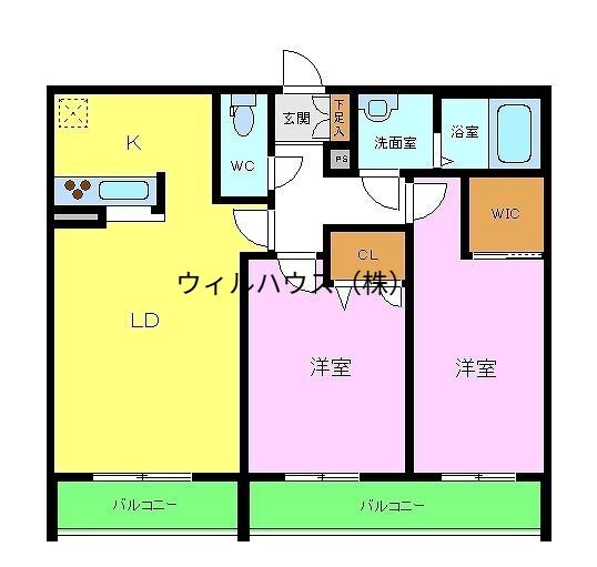 ブルームコート(2LDK/1階)の間取り写真