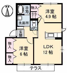 オレンジカーサ 壱番館(2LDK/1階)の間取り写真