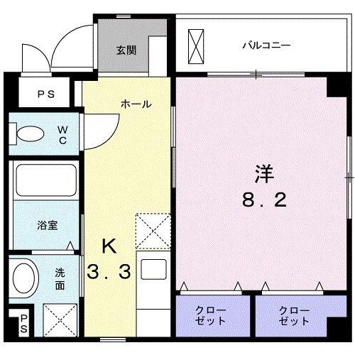ブライトヒルMII(1K/3階)の間取り写真
