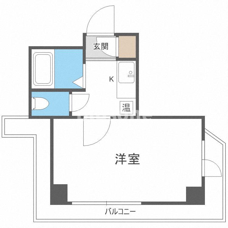 ドミール堺筋本町(1K/9階)の間取り写真