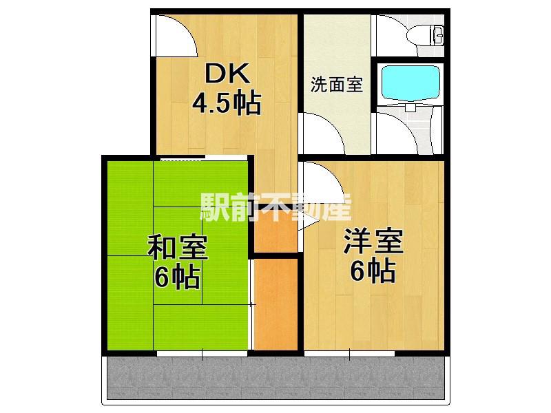 黒木ビル(2LDK/3階)の間取り写真