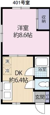 目黒2丁目ビル(1DK/4階)の間取り写真