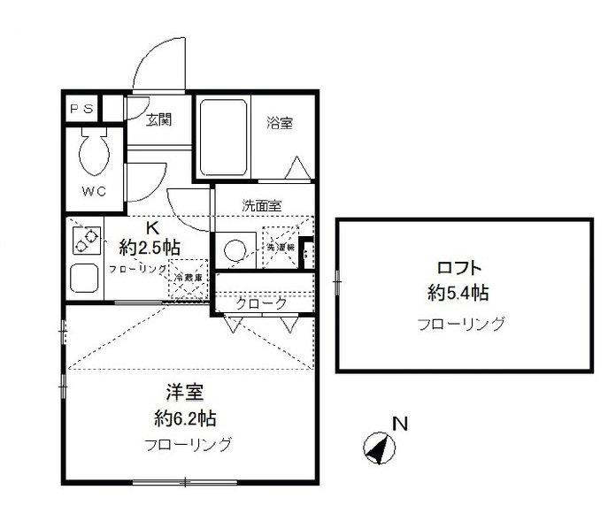 クレール青葉(1K/2階)の間取り写真