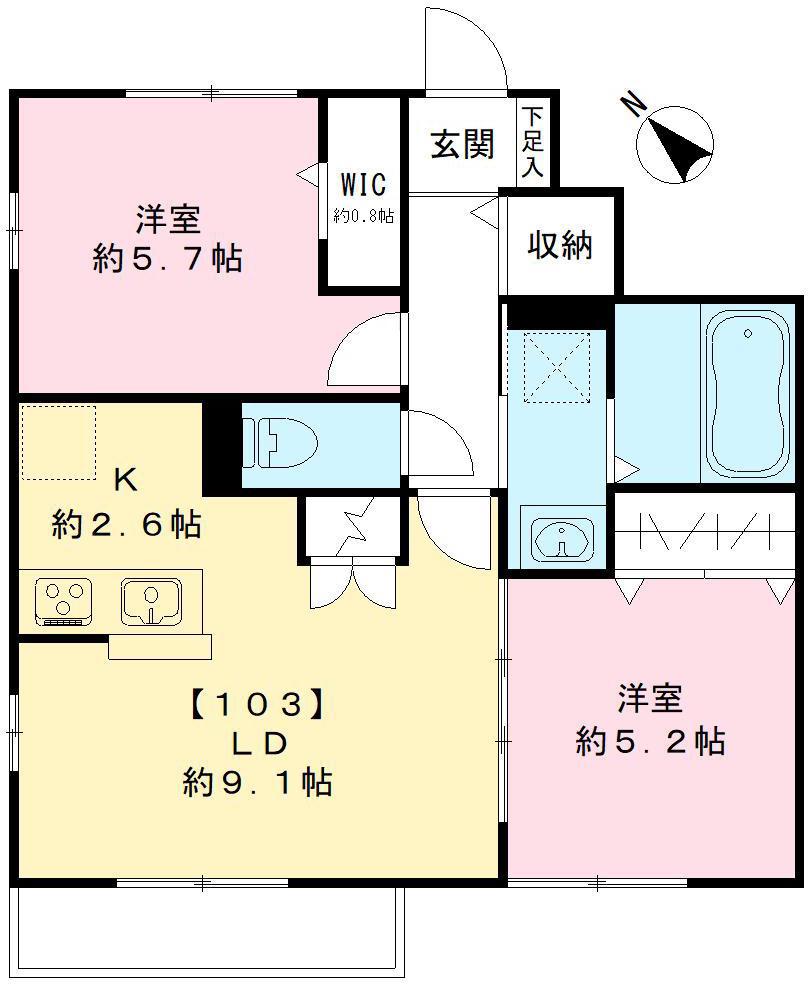 ハウスパルD(2LDK/1階)の間取り写真