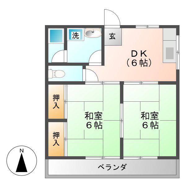 新町ハイツ(2DK/3階)の間取り写真