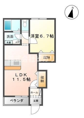 マジェスティ(1LDK/1階)の間取り写真