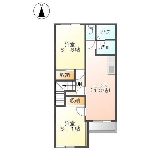 スターテラス 小池原(2LDK/2階)の間取り写真