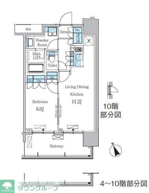 パークアクシス浅草・田原町(1LDK/4階)の間取り写真