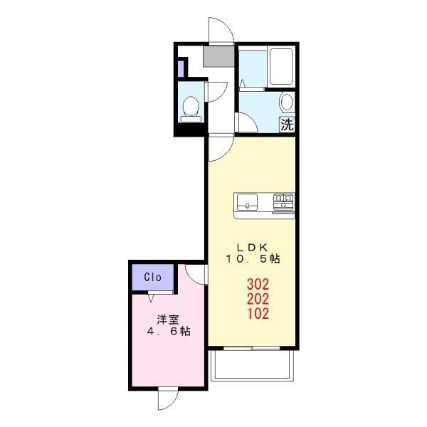 コンフォール東村山(1LDK/3階)の間取り写真
