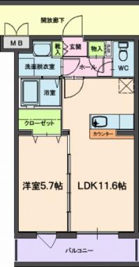 ジュリアーノII(1LDK/3階)の間取り写真