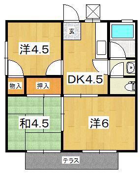 コーポ小八幡(3DK/1階)の間取り写真