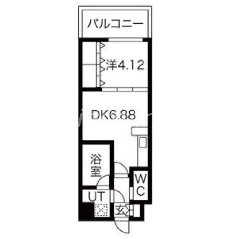 プレジオ中津(1DK/6階)の間取り写真