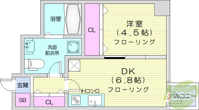 MS上杉5丁目(1DK/2階)の間取り写真