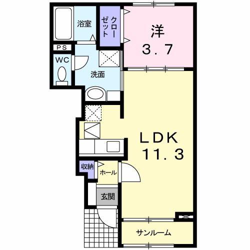 グランデール(1LDK/1階)の間取り写真