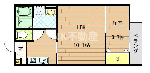 VERY 若江本町(1LDK/3階)の間取り写真