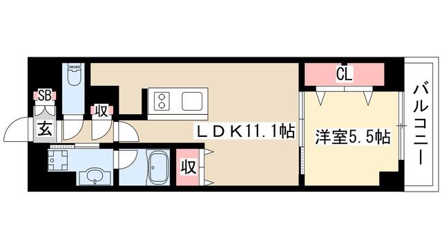 グランルクレ新栄イースト(1LDK/2階)の間取り写真